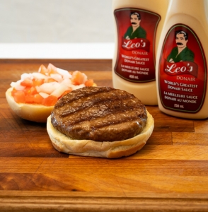 Leos donair burger and sauce