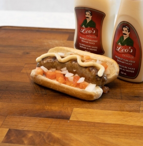 Leos donair sausage and donair sauce